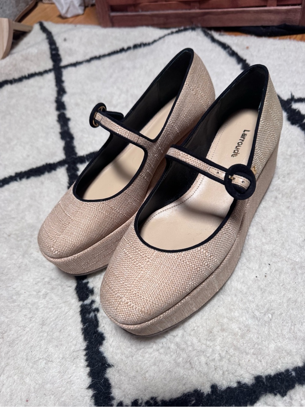Larroudé Tan Platform Mary Jane’s